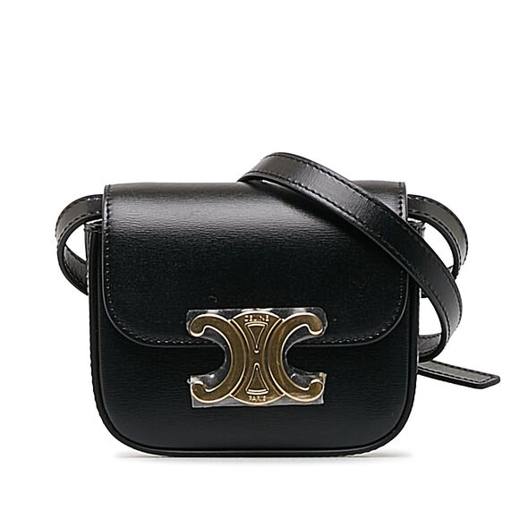 Celine Handbags - Auth Celine Mini Triomphe Black Calf #146749C15B